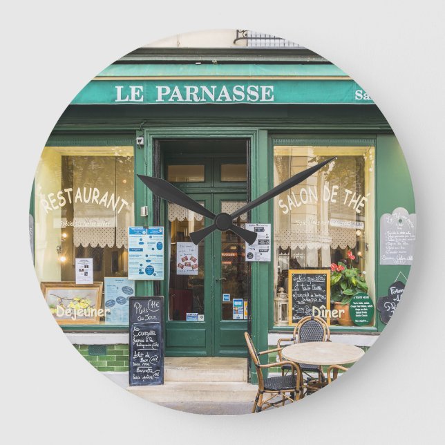 French cafes: Versailles cozy scene. Large Clock (Front)