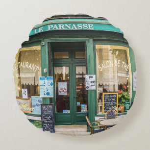 French cafes: Versailles cozy scene. Round Pillow