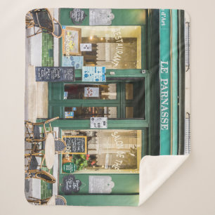 French cafes: Versailles cozy scene. Sherpa Blanket