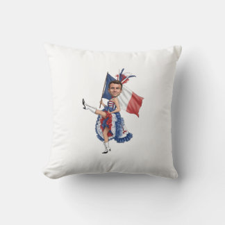 French Cancan Macron Caricature Funny Political Cu Throw Pillow