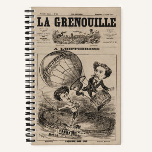 French Caricature Of Balloonist In Hot Air Balloon Notebook