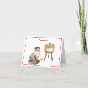 French Cat Artist Blank Inside Greeting Card