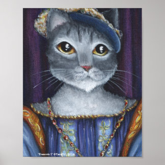 French Cat King Renaissance Old World Portrait Art Poster