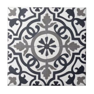 French  Ceramic Tiles - Black, Gray & White