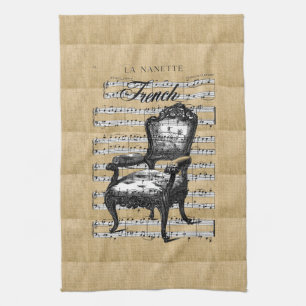 French Chair on Burlap Kitchen Towel