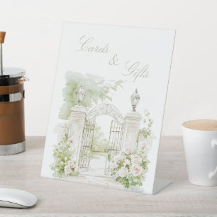 French Chateau Pastel Bridal Garden Cards & Gifts Pedestal Sign