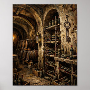 French Chateau Wine Cheese Cellar II Poster
