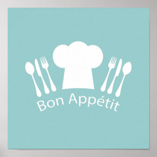 French Chef Bon Appetit Restaurant or Kitchen Poster