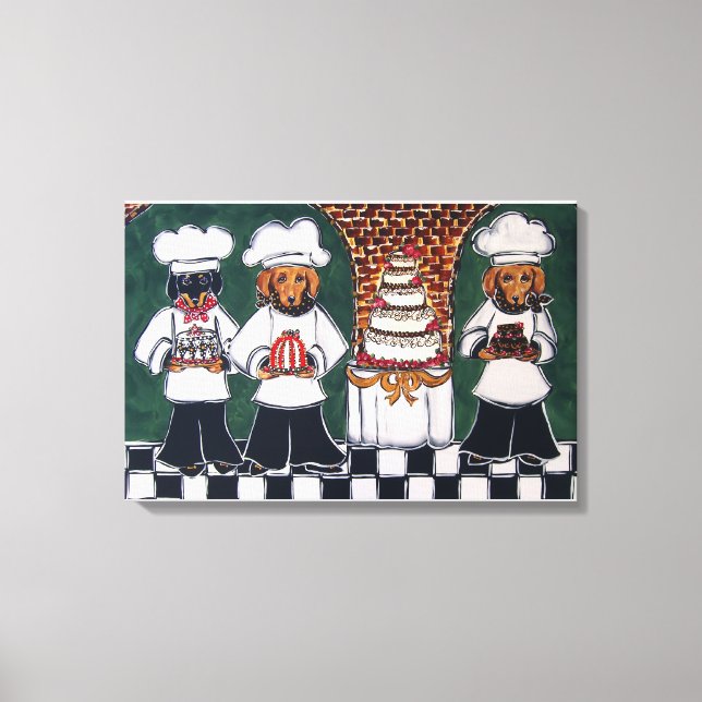 FRENCH CHEF DACHSHUNDS CANVAS PRINT (Front)