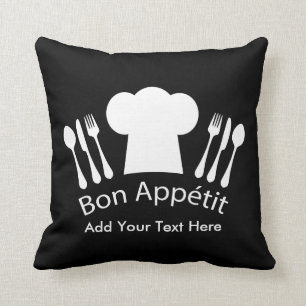 French Chef Hat Gourmet Cook Throw Pillow