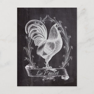 french chic chalkboard western country rooster postcard