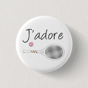 French Chic J'adore Tennis Player Design 1 Inch Round Button