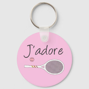 French Chic J'adore Tennis Player Design Pink   Keychain