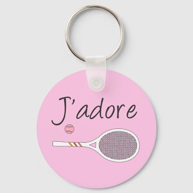 French Chic J'adore Tennis Player Design Pink   Keychain (Front)