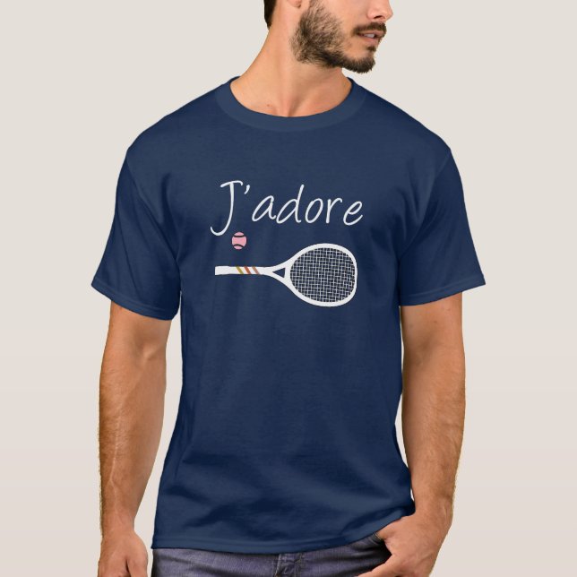 French Chic J'adore Tennis Player Design  T-Shirt (Front)