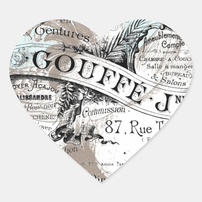 French Chicken Furnishings Heart Sticker (Front)