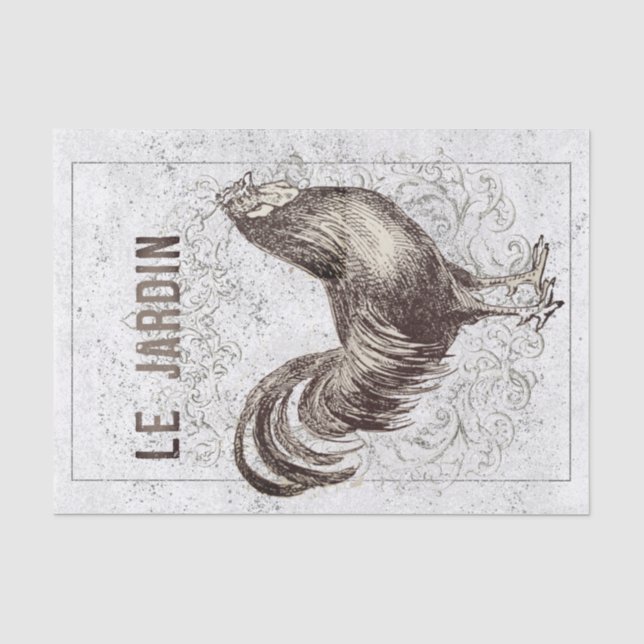 French Chicken Rooster Grunge Vintage Decoupage    Tissue Paper (Front)