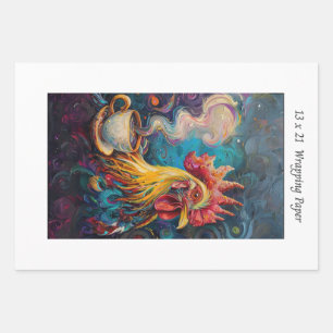 French Chickens Tea Time Decoupage  Wrapping Paper Sheet