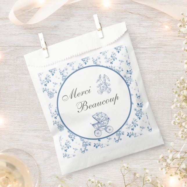 French Chinoiserie Blue Baby Shower Favour Bags (Clipped)