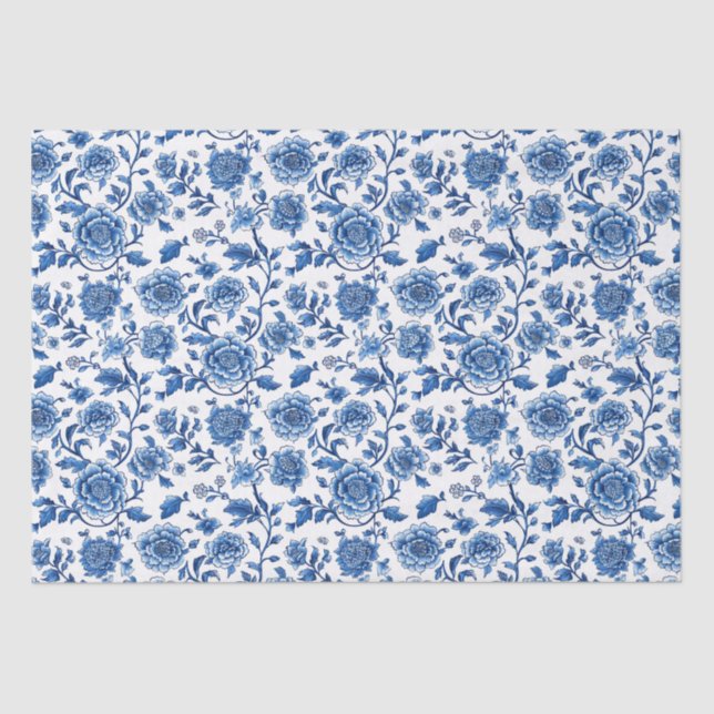 French Chinoiserie Floral  Tissue Paper (Front)