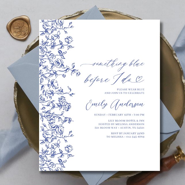 French Chinoiserie Something Blue Bridal Shower Flyer (Creator Uploaded)