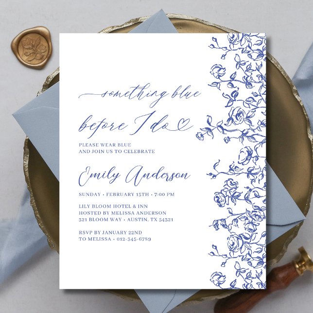 French Chinoiserie Something Blue Bridal Shower Flyer (Creator Uploaded)