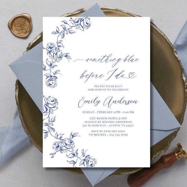 French Chinoiserie Something Blue Bridal Shower Invitation (Creator Uploaded)