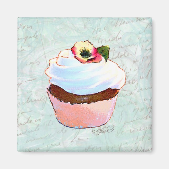 French Chocolate Cupcake Victorian Style Magnet (Front)