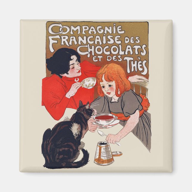 French Chocolate Party Steinlen Art Magnet (Front)