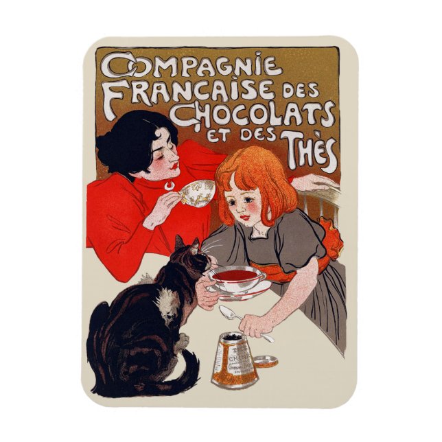 French Chocolate Party Steinlen Art Magnet (Vertical)