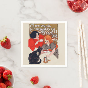 French Chocolate Party Steinlen Art Napkin