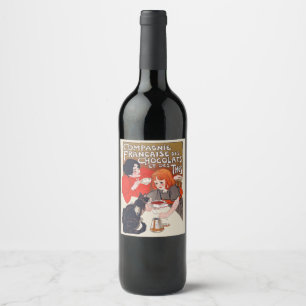 French Chocolate Party Steinlen Art Wine Label