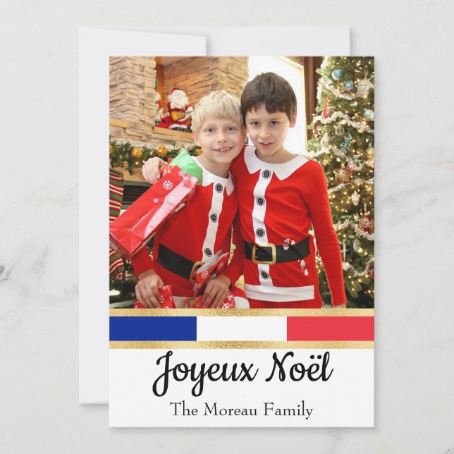 French Christmas Photo Joyeux Noël Holiday Card (Front)