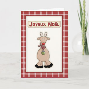 French Christmas Rudolf the Red Nose Reindeer Card