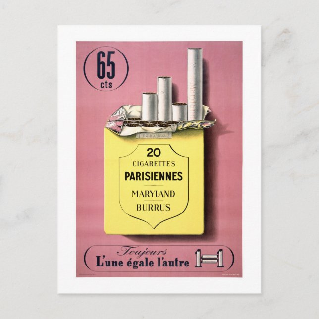 French Cigarettes Vintage Poster Restored Postcard (Front)