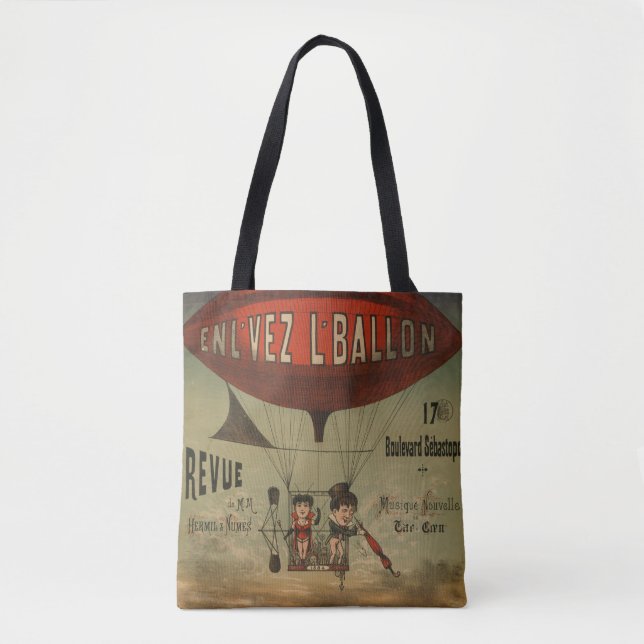 French Circus Poster Of Two Performers In Airship Tote Bag (Front)