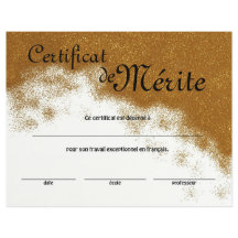 French Class Generic Certificate of Excellence