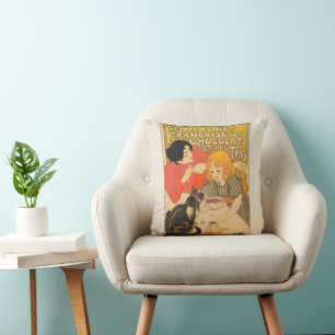 French Company of Chocolates and Teas, Art Nouveau Throw Pillow