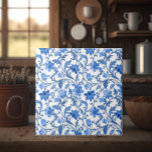 French Cottage Navy Blue Floral Tile<br><div class="desc">With an intricate blue floral design, these tiles are reminiscent of French cottages and cozy spaces. A unique addition to kitchen or bathroom backsplashes.</div>