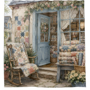 French Cottagecore Quilt Shop Watercolor