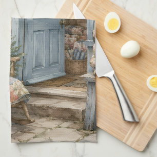 French Cottagecore Quilt Shop Watercolor Kitchen Towel