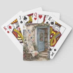 French Cottagecore Quilt Shop Watercolor Playing Cards