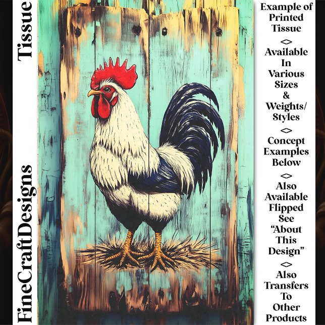 French Country Barnyard Rooster DB7LF Decoupage Tissue Paper (Creator Uploaded)