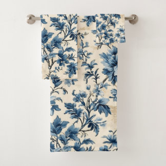 French Country Blue Toile  Bath Towel Set