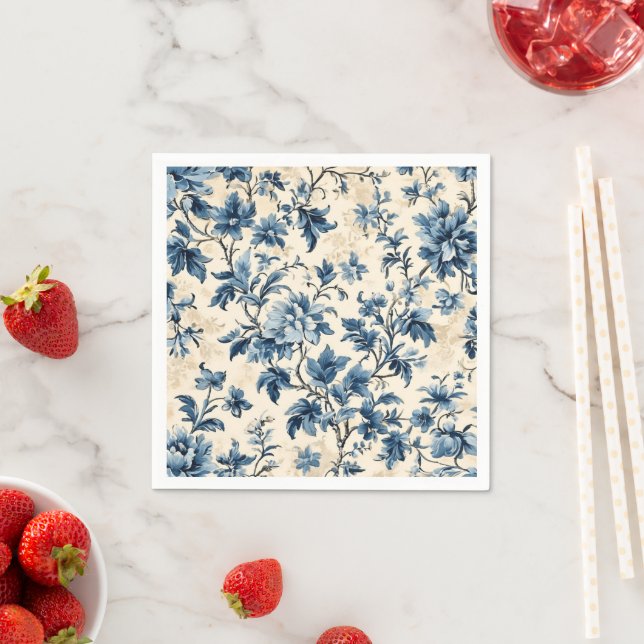 French Country Blue Toile Napkin (Insitu)