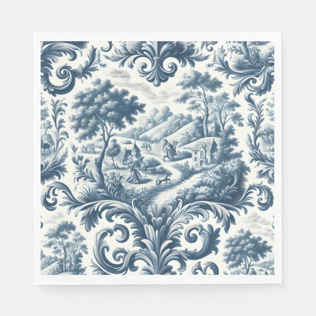 French Country Blue Toile Napkin (Front)