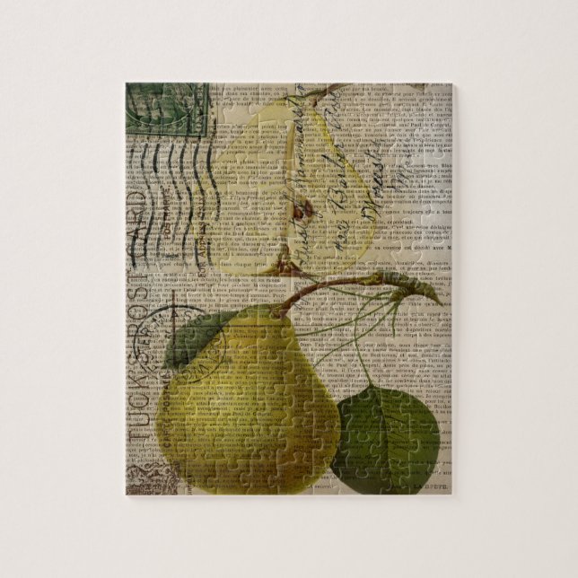 french country botanical illustration vintage pear jigsaw puzzle (Vertical)