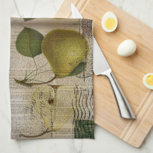 french country botanical illustration vintage pear kitchen towel