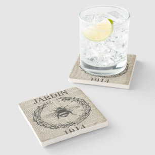 french country botanical modern vintage bee stone coaster
