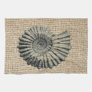 french country burlap beach coastal chic seashell kitchen towel
